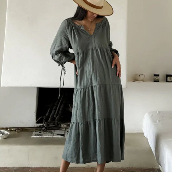 Bypias | Summer Day Linen Dress | Camo (BOWRAL)