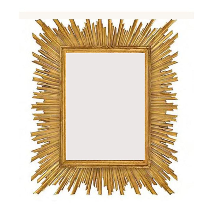 Rectangular Starburst Convex Mirror | Gold