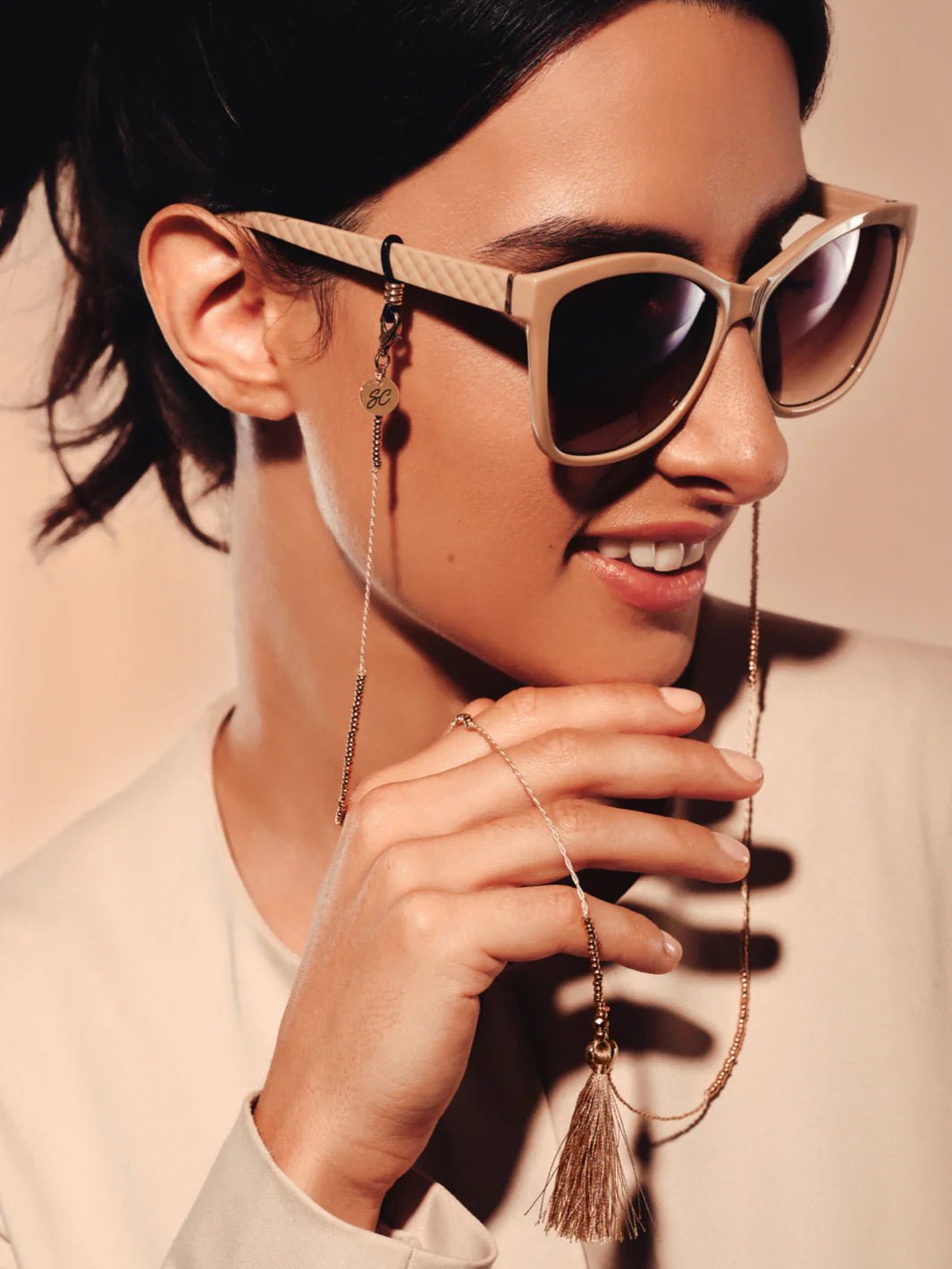 Sunglasses Chain | McTassle Beige - Suzie Anderson Home