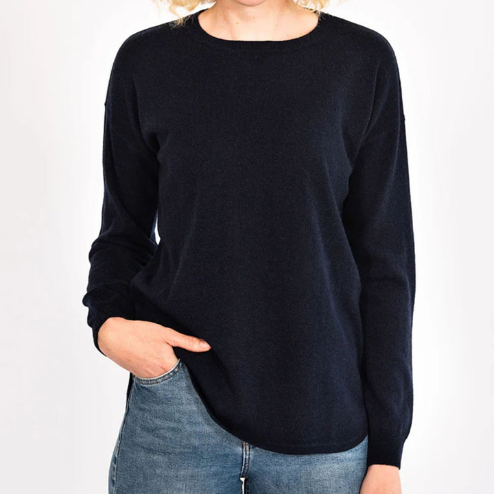 Bow | Swing Top | Merino Cashmere | Navy w Tan Patch