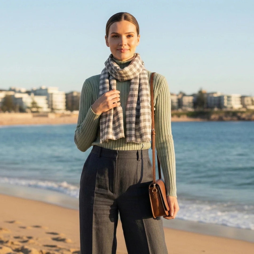 Sylvie Merino Wool Scarf – Grey | 70 x 180 cm - Suzie Anderson Home
