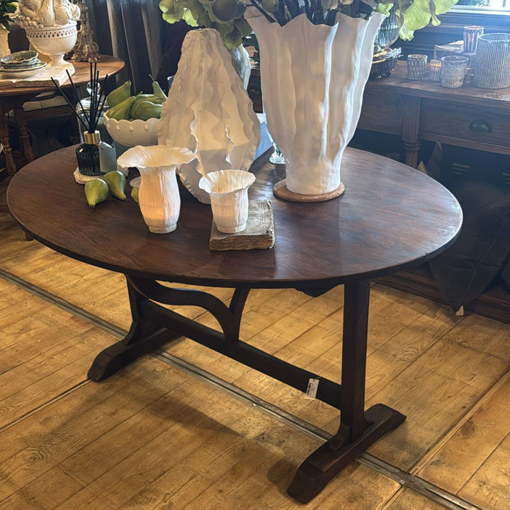 Antique French Oval Vigneron Table | 125cm L x 100cm W x 72cm H