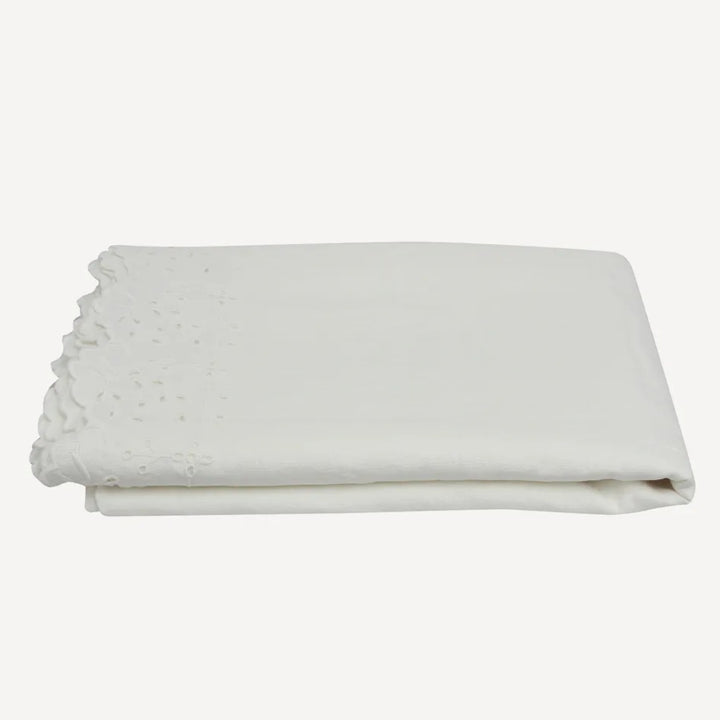 Embroidered White Linen Tablecloth | Large W150 x L320cm