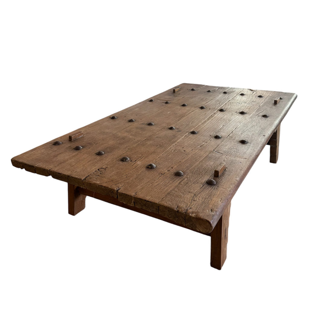 Vintage Indian Coffee Table | Reclaimed Studded Old Door | W172 x D95 x H44cm