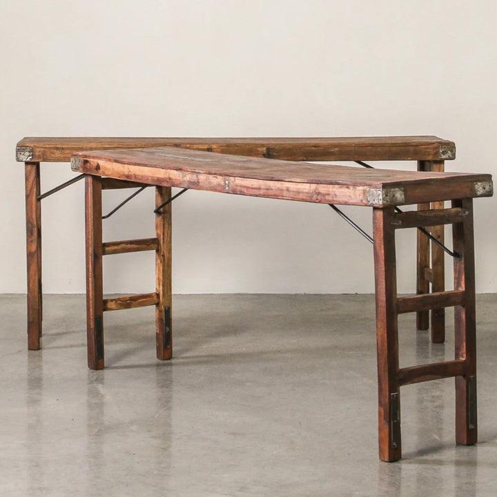 Rajasthan Console Table | Collapsible Legs | Dark Natural | W179 x D42 x H79cm