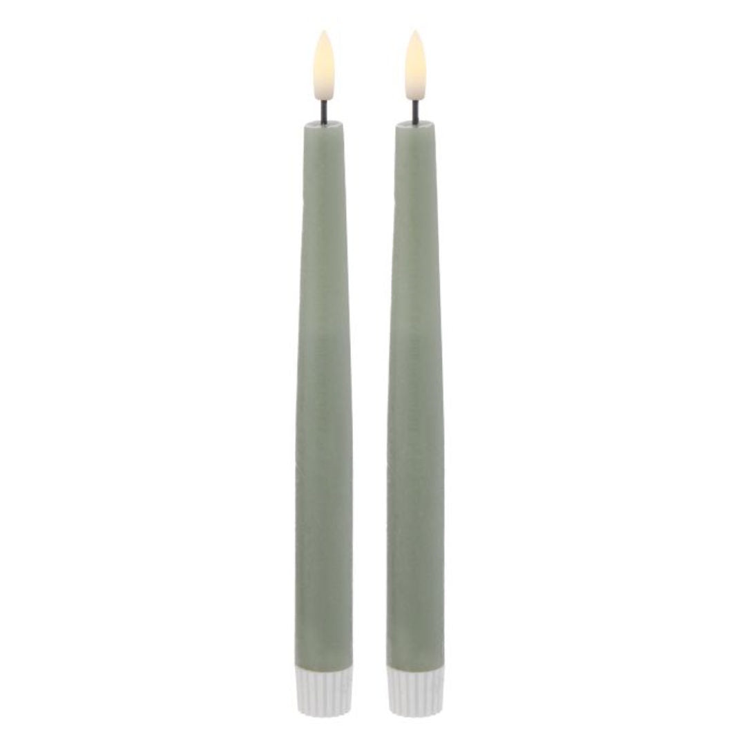 Hughe Pair LED Dinner Candles | Green