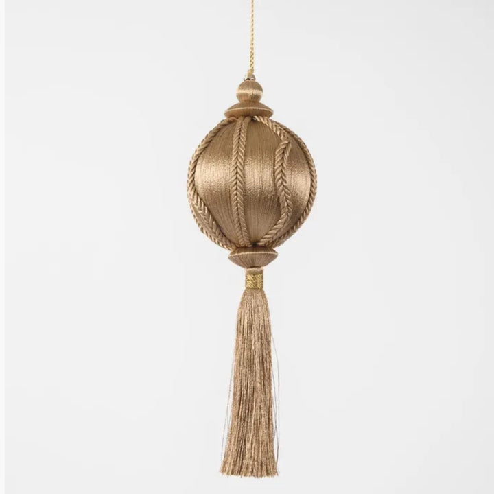Silk Bauble with Tassel | Champagne | 28cm