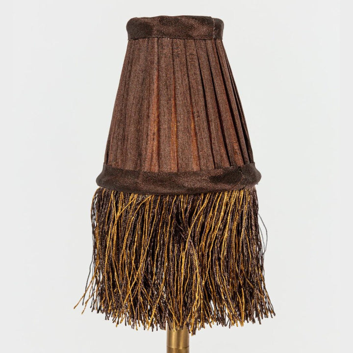 Pleated Lamp Shade with Fringe | Mini Taupe | 8 x 4.5cm