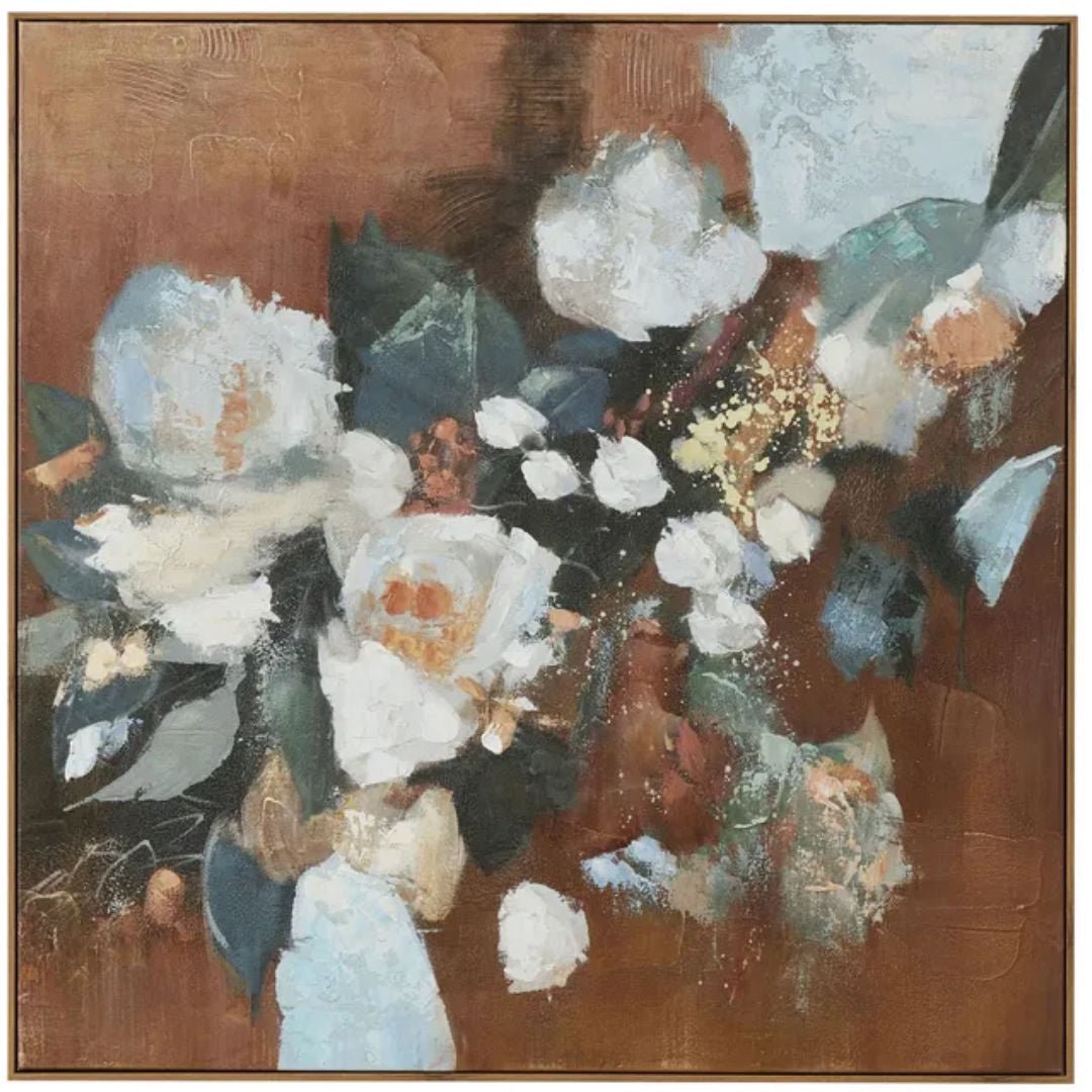 Teak Flora Oil Painting | 100 x 100cm - Suzie Anderson Home