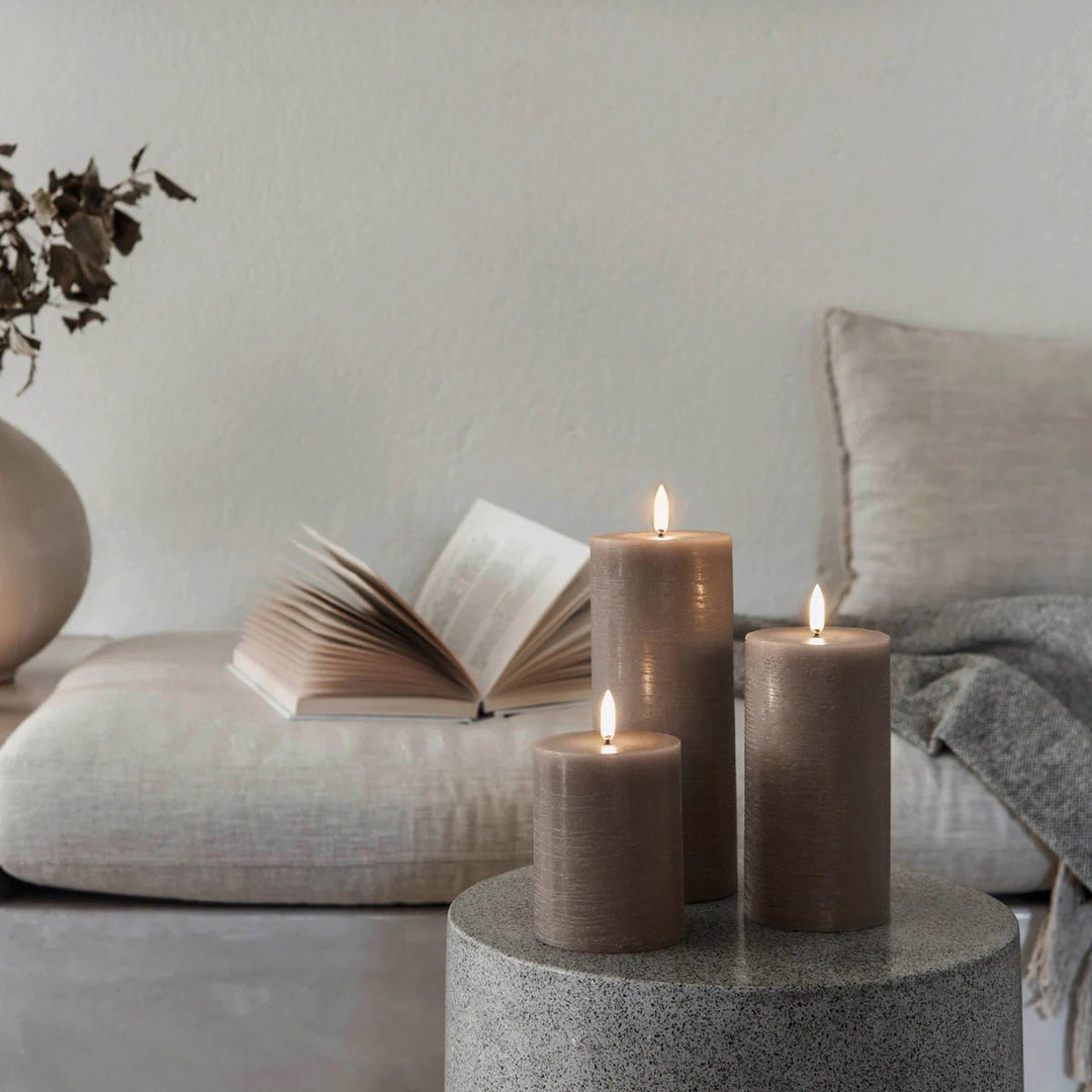 Textured Sandstone Flameless Pillar Candles | Remote Controllable *NC - Suzie Anderson Home