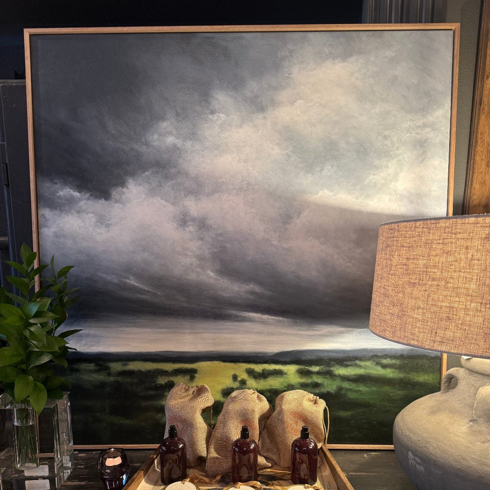 The Gathering Light Artwork | Oak Framed Acrylic on Canvas | 105 x 105cm | Jeannie Dolan - Suzie Anderson Home