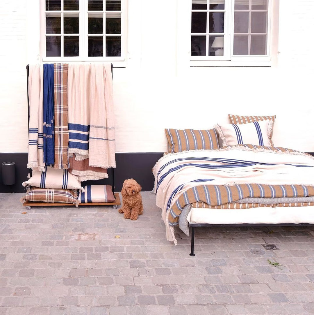 The Indigo Stripe Linen Cushion Cover | Libeco | 63x63cm
