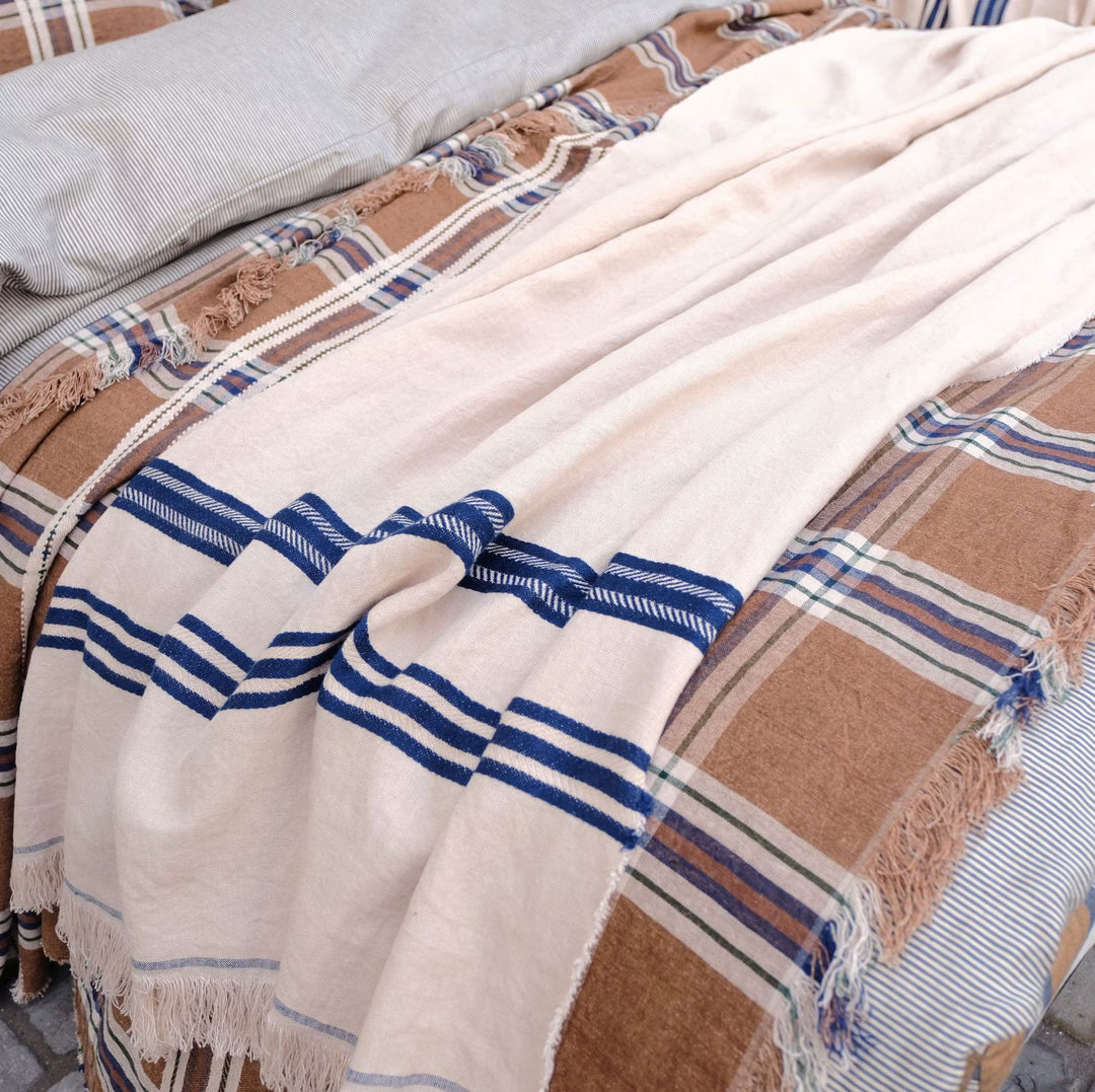The Indigo Stripe Linen Cushion Cover | Libeco | 63x63cm
