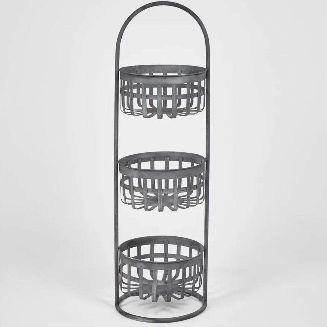 Three Tiered Round Iron Stand | H100cm - Suzie Anderson Home