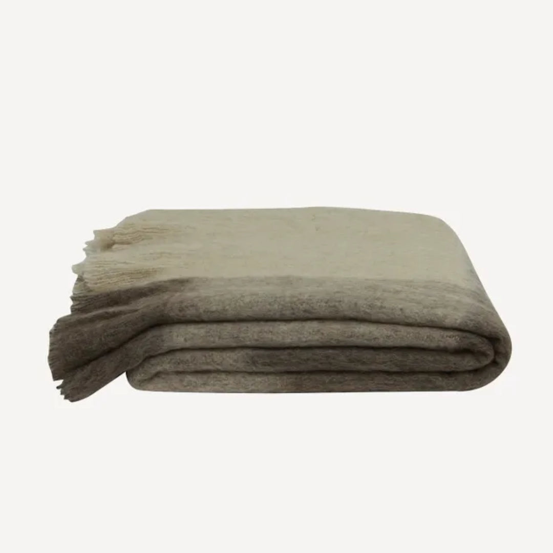 Plaid Throw Wool Blend | Beige Brown | 125 x 150cm