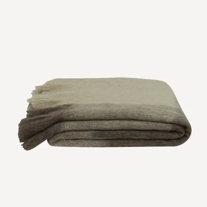 Plaid Throw Wool Blend | Beige Brown | 125 x 150cm