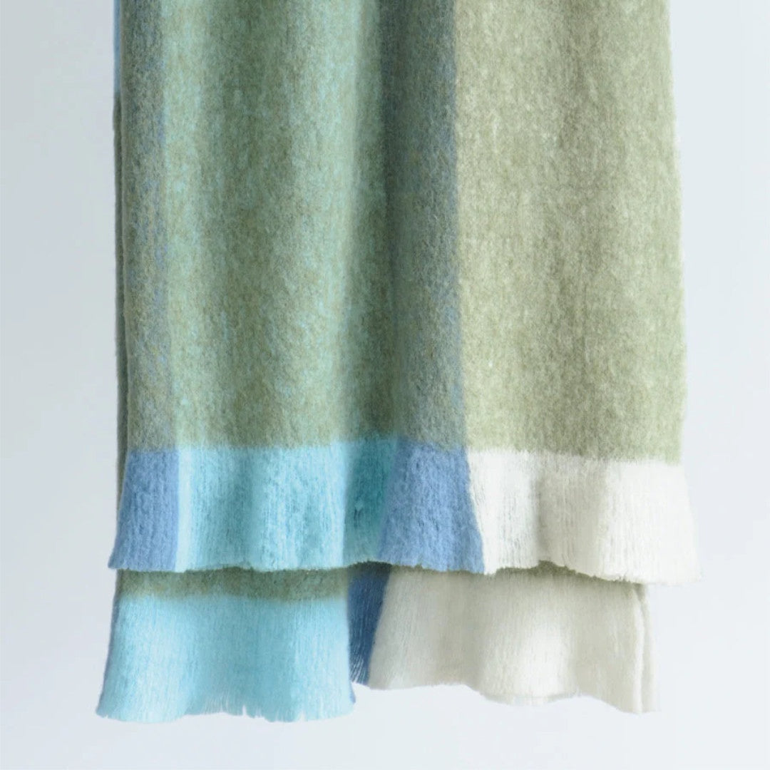 Komichi Wool Blend Throw | Ocean/Moss | 130 x 240cm