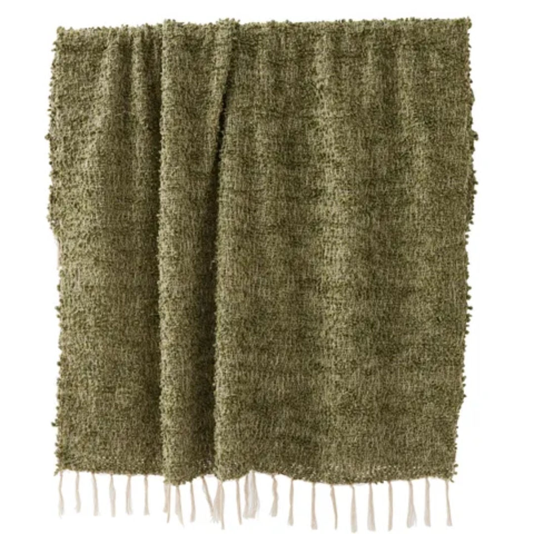 Olive Cotton Blend Throw | 125 x 150cm