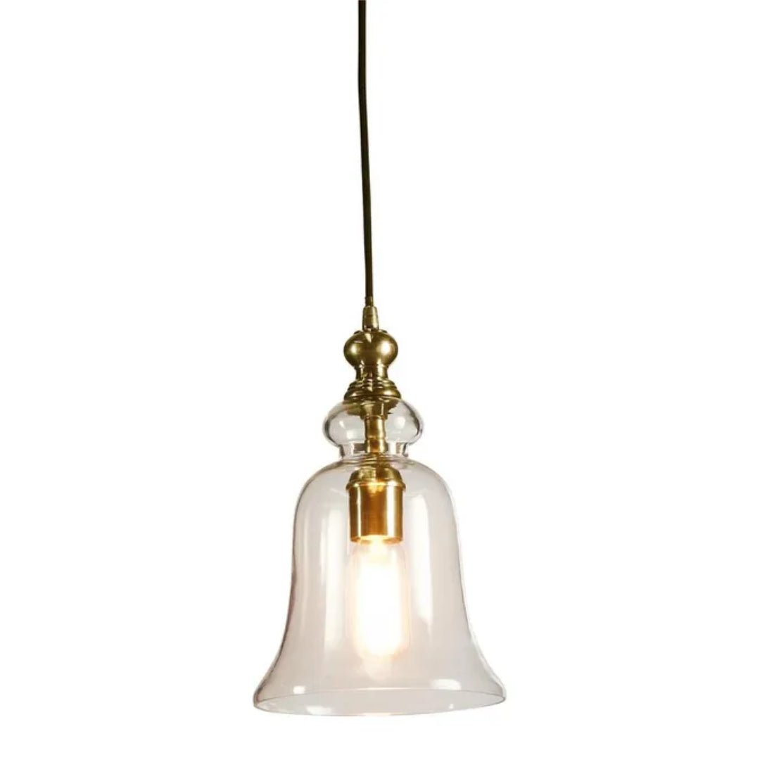Tivoli Glass Pendant Light | Brass | W 20cm, H 32cm + Cord - Suzie Anderson Home