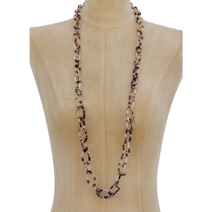 Beige Tortoise Shell Chain Necklace