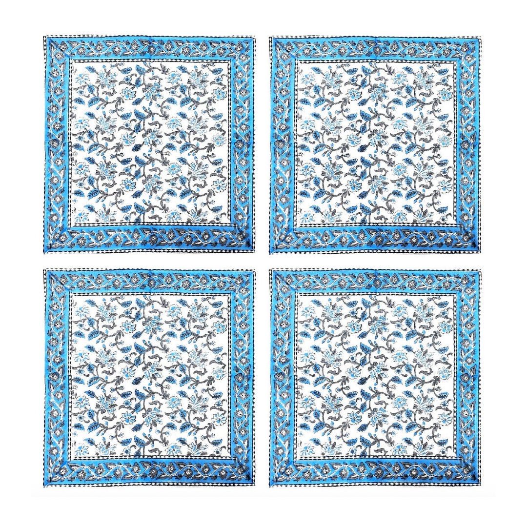 Traditional Handblock Blue/White Napkins | SET OF 4 - Suzie Anderson Home