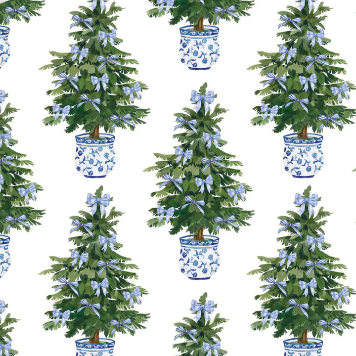 Blue Bows Christmas Tree Gift Wrap | 76cm x 1.82cm