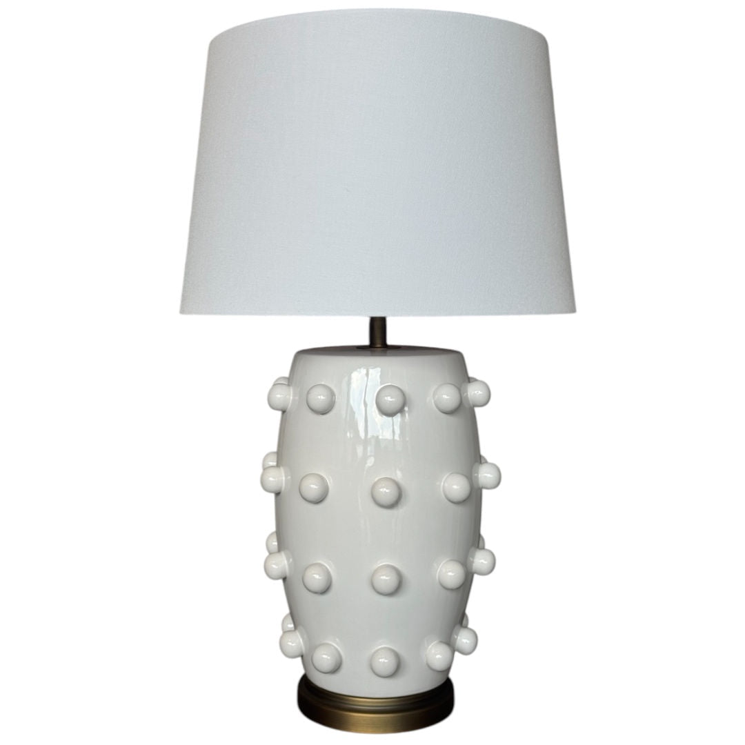 Tribe White Ceramic Table Lamp Base with White Shade | H72cm x W44cm - Suzie Anderson Home