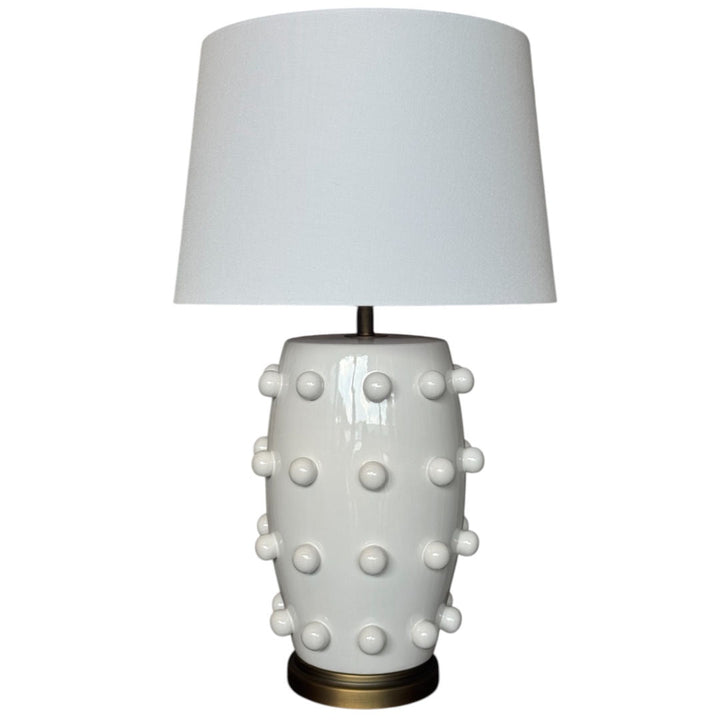 Tribe White Ceramic Table Lamp Base with White Shade | H72cm x W44cm - Suzie Anderson Home