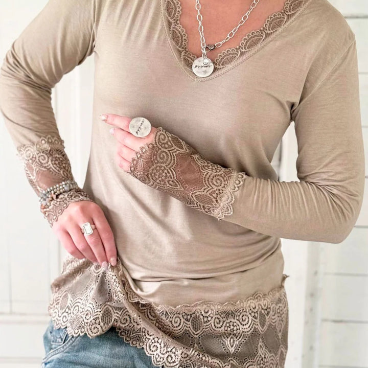 Bypias True Romance Lace Blouse | Nougat