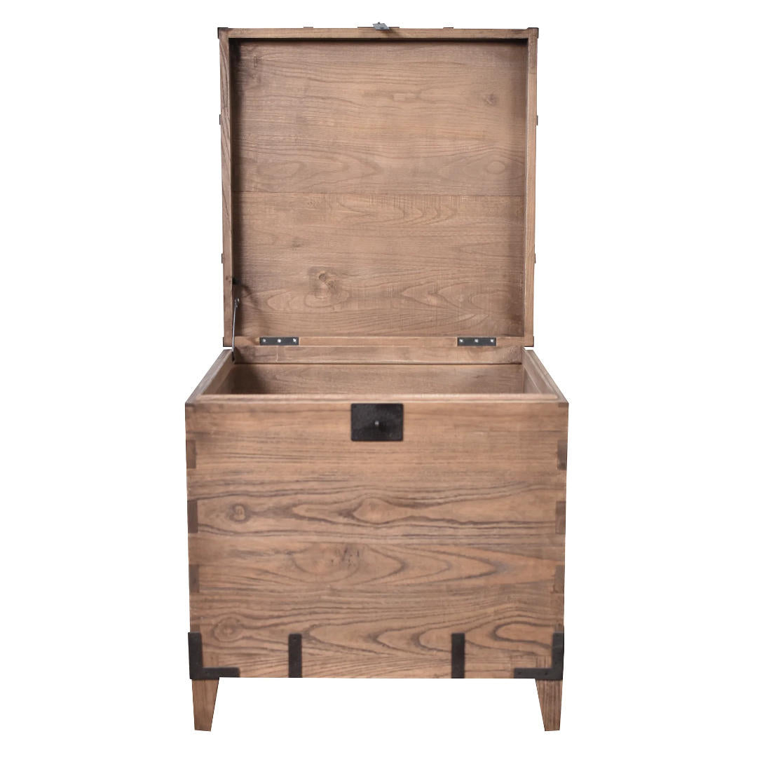 Block Old Elm Trunk Lidded Side Table | W65 x D60 x H61cm