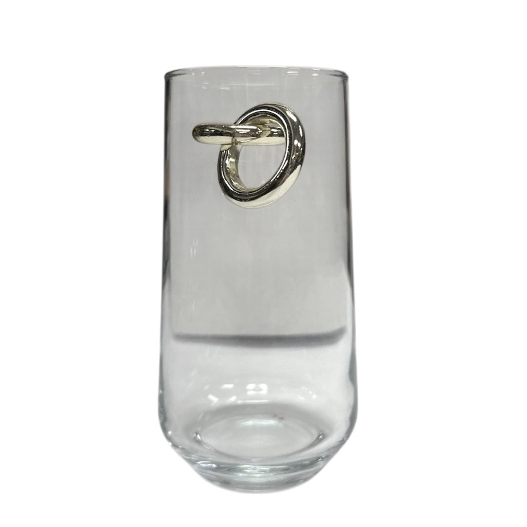 Tumbler Glass with Silver Emblem | Large | Hand crafted in Turkey - Suzie Anderson Home