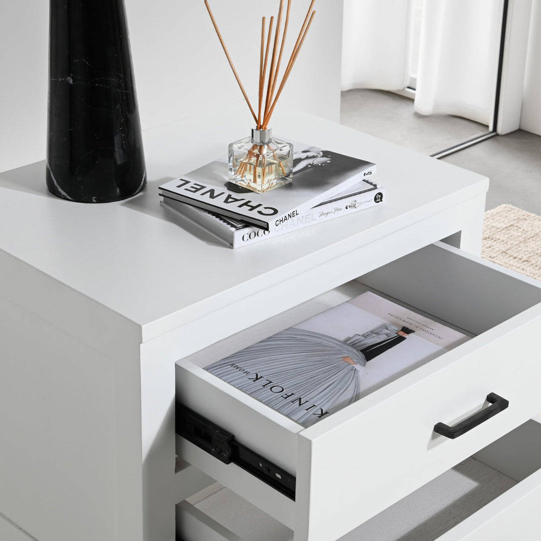 Turner Bedside Table | White |2 Drawers - Suzie Anderson Home