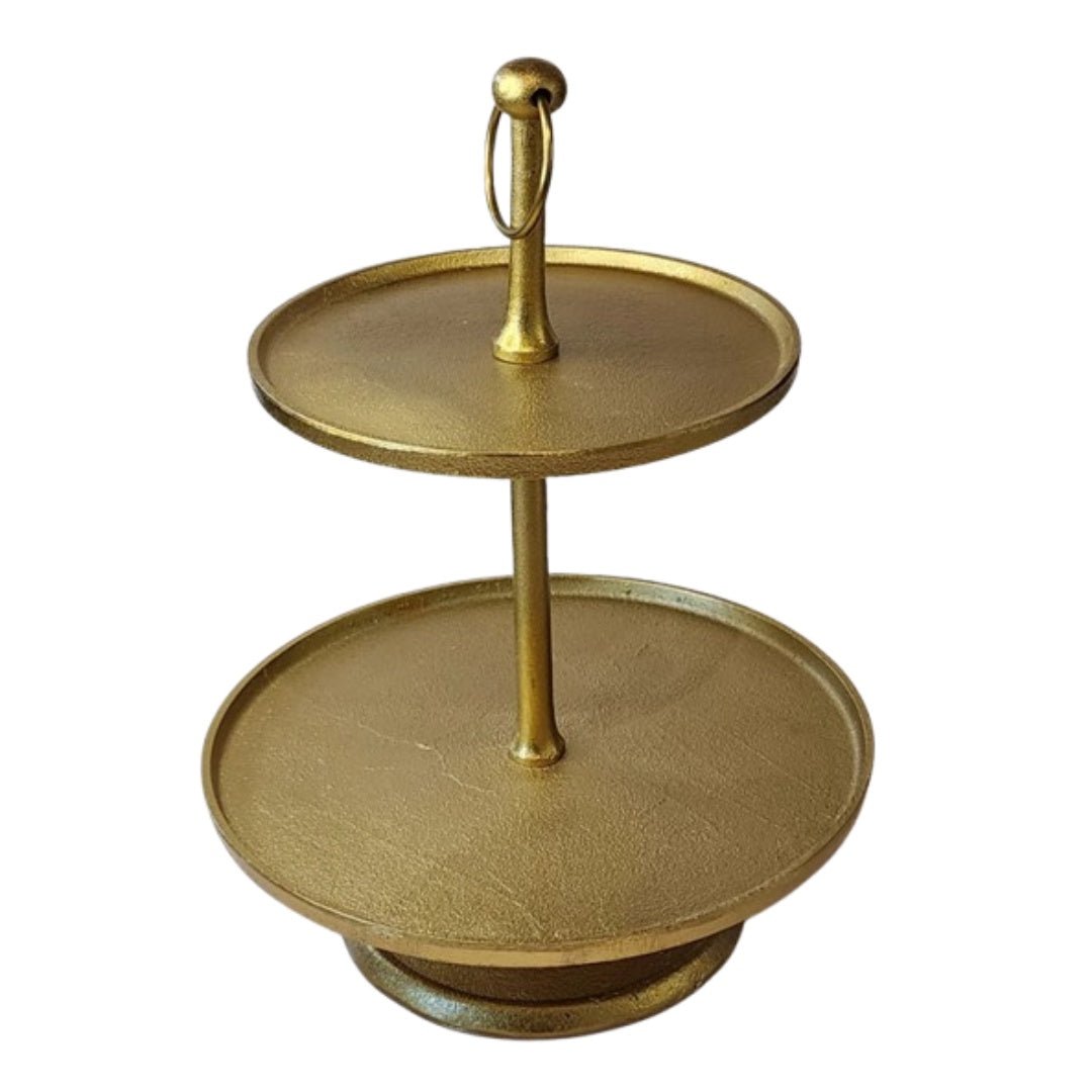 Two Tiered Textured Gold Cake / Fruit Stand - Suzie Anderson Home