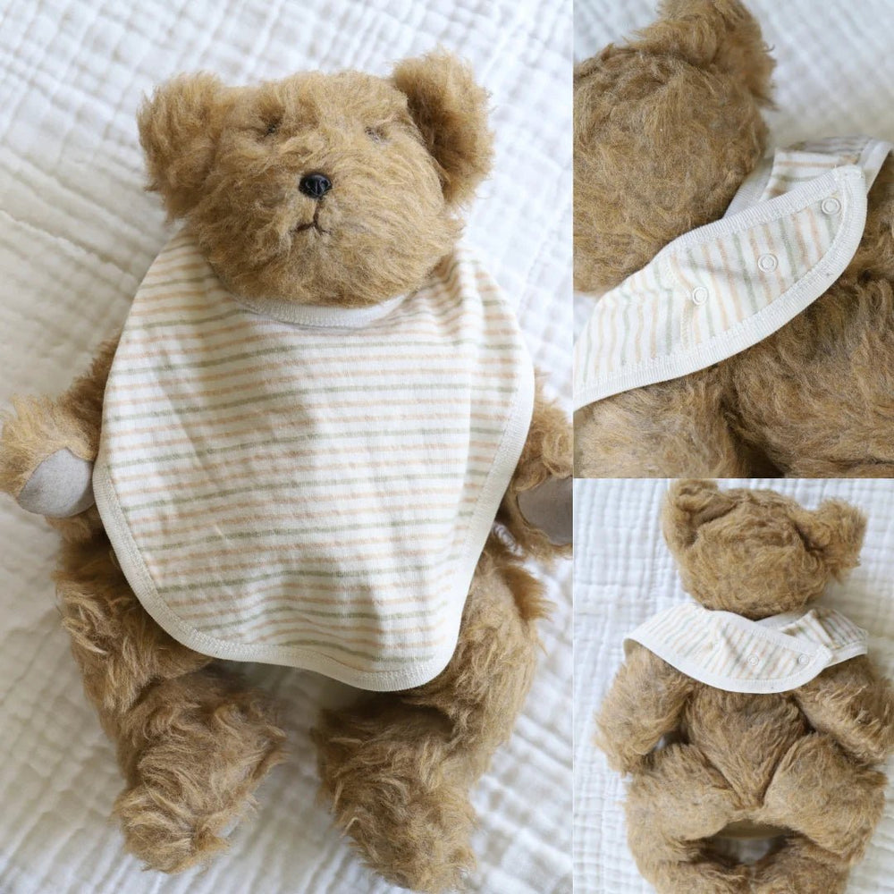 Undyed Organic Cotton Bib 2pk | Stripes - Suzie Anderson Home