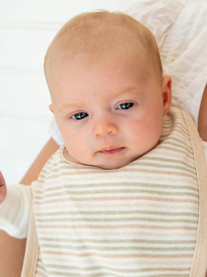 Undyed Organic Cotton Bib 2pk | Stripes - Suzie Anderson Home