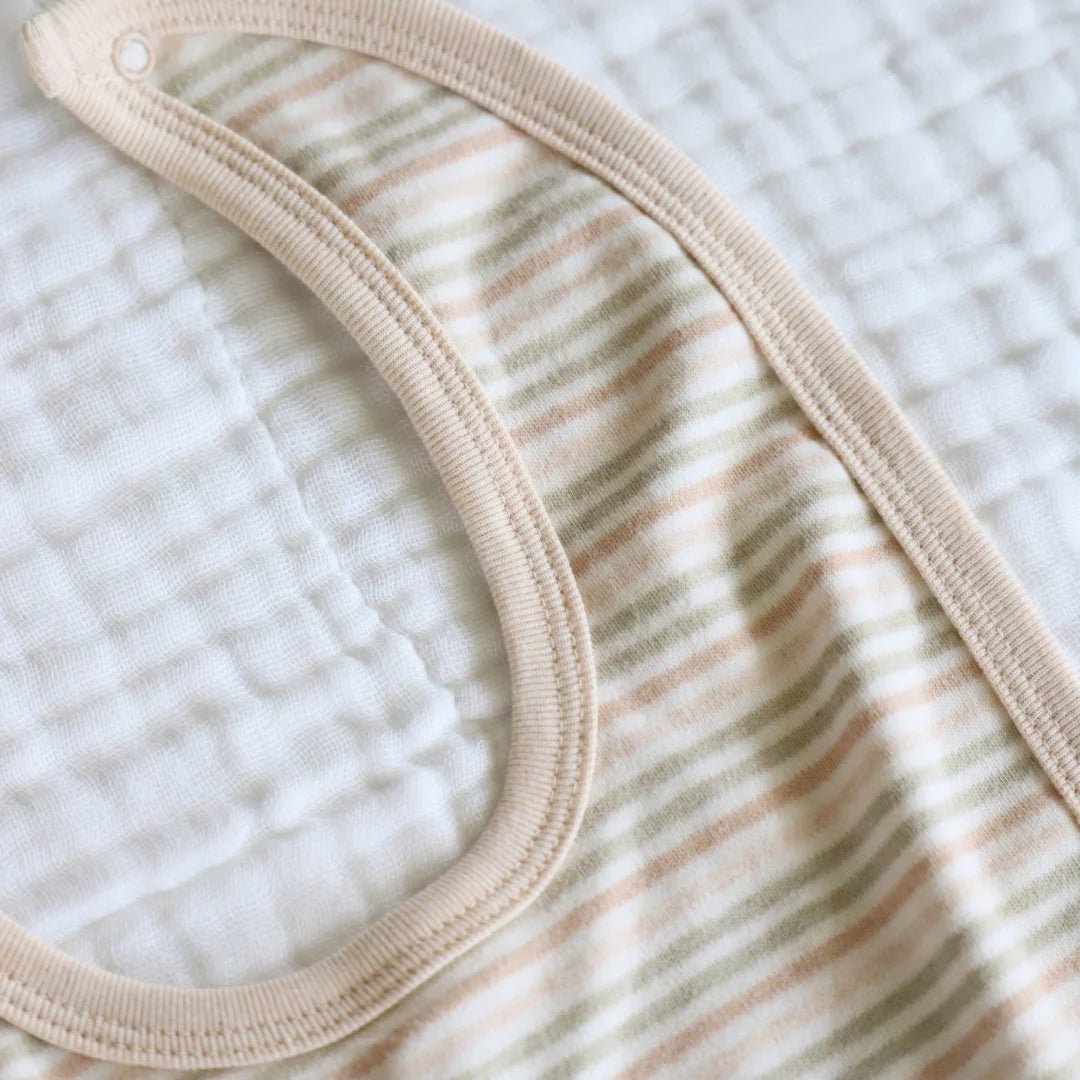 Undyed Organic Cotton Bib 2pk | Stripes - Suzie Anderson Home