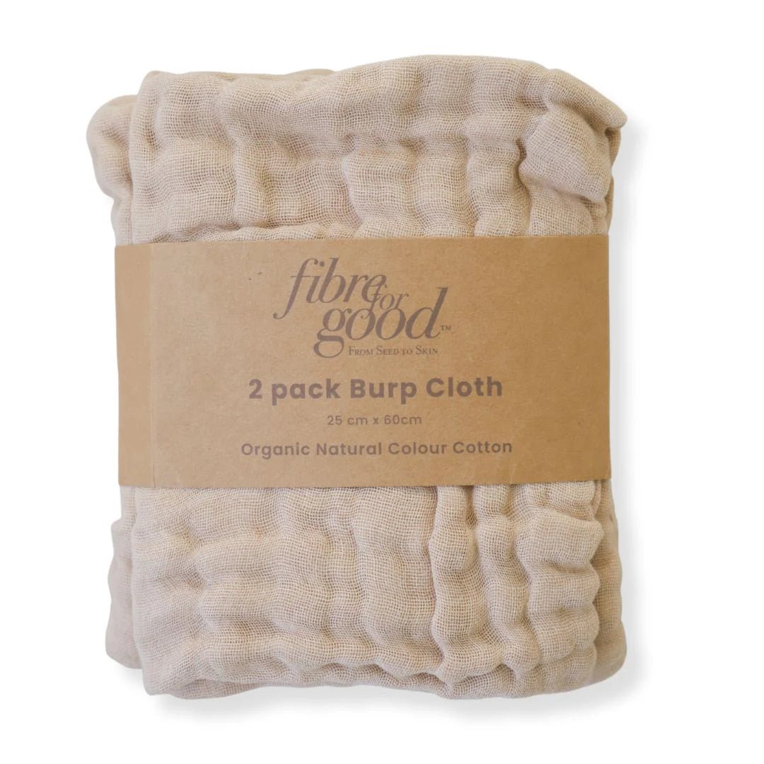 Undyed Organic Cotton Muslin Burp Cloth | 2 Pack | Brown - Suzie Anderson Home