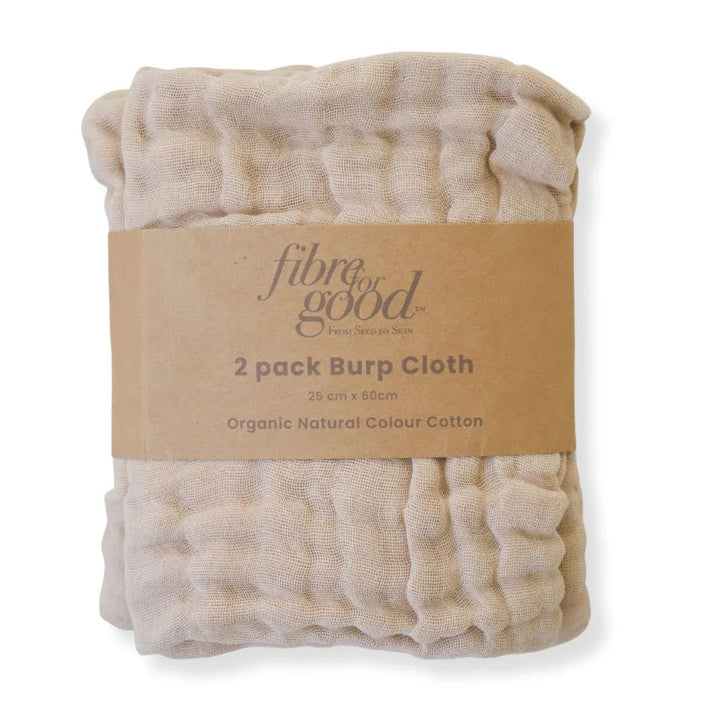 Undyed Organic Cotton Muslin Burp Cloth | 2 Pack | Brown - Suzie Anderson Home