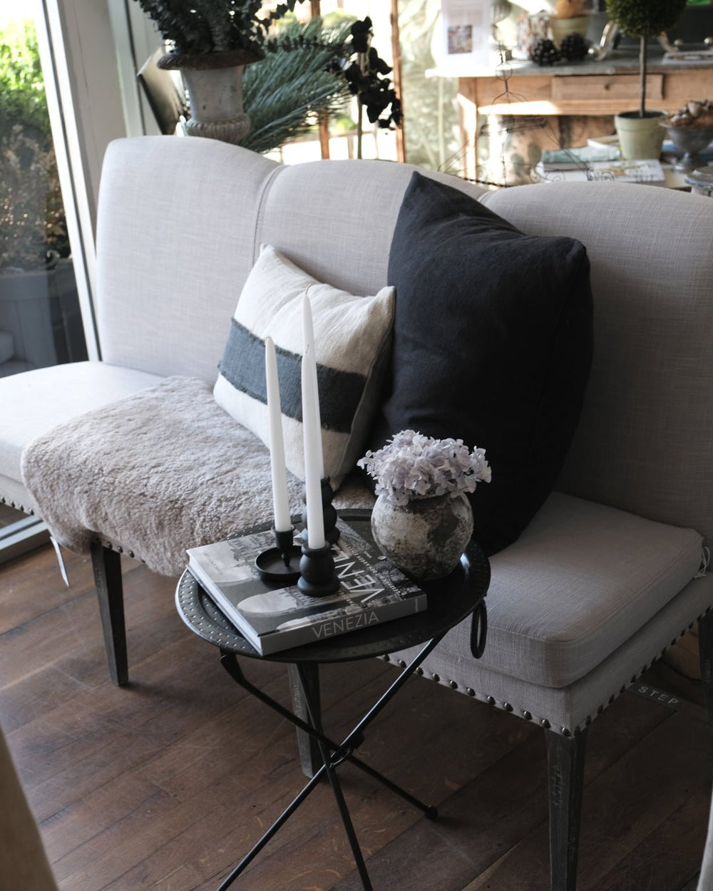 Upholstered 3 seater Dining Bench Seat / Banquette with Nailhead Trim Detail and Tapered Legs | 174cm x 70cm x 100cm - Suzie Anderson Home