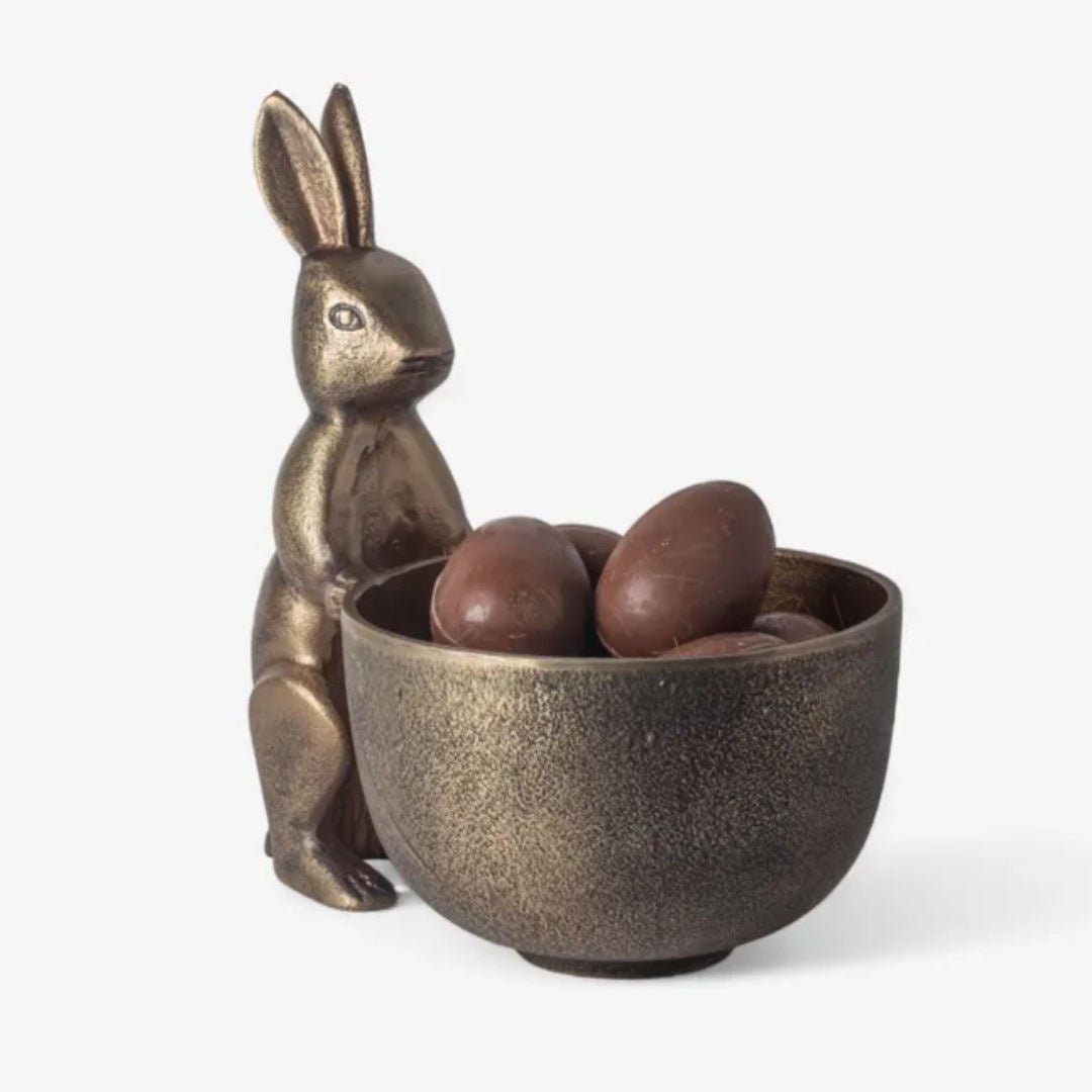 Upright Bunny Sweets Bowl | Antique Brass Finish | 21.5cmLx15cmWx23.5cmH - Suzie Anderson Home