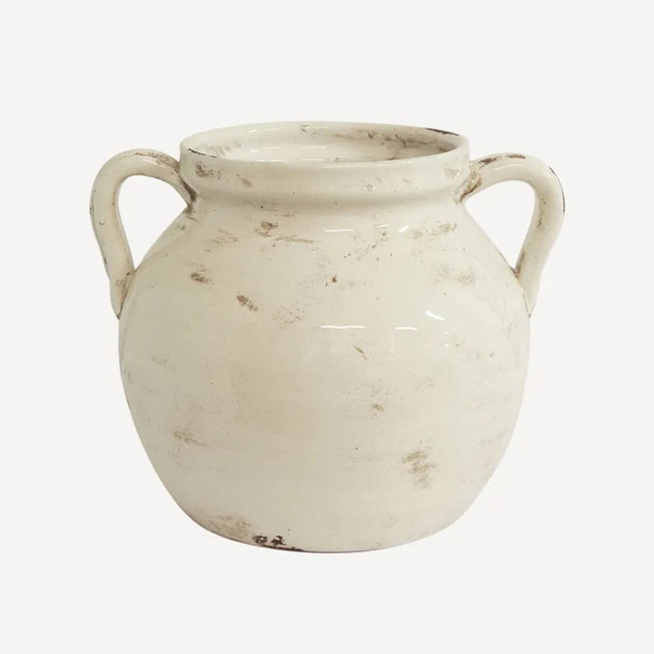 Lunar Aged White Terracotta Urn | 23.5cmH