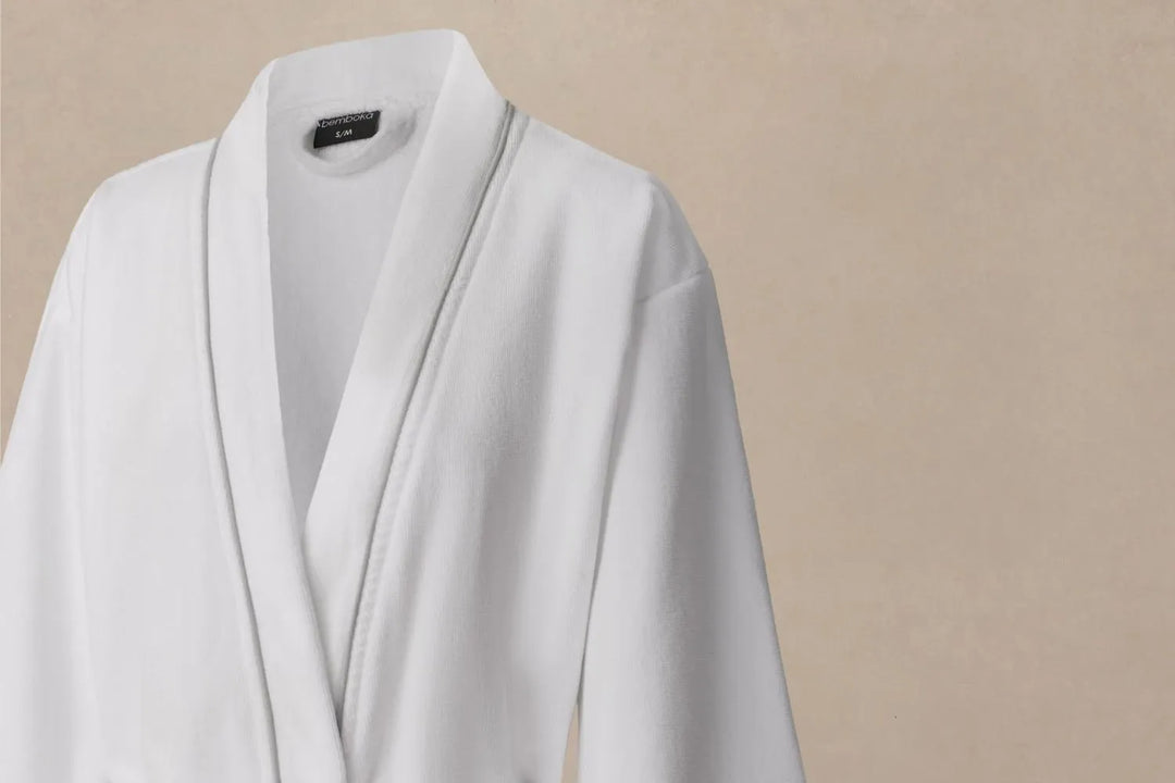Bemboka Cotton Velour Robe | White with Silver Piping
