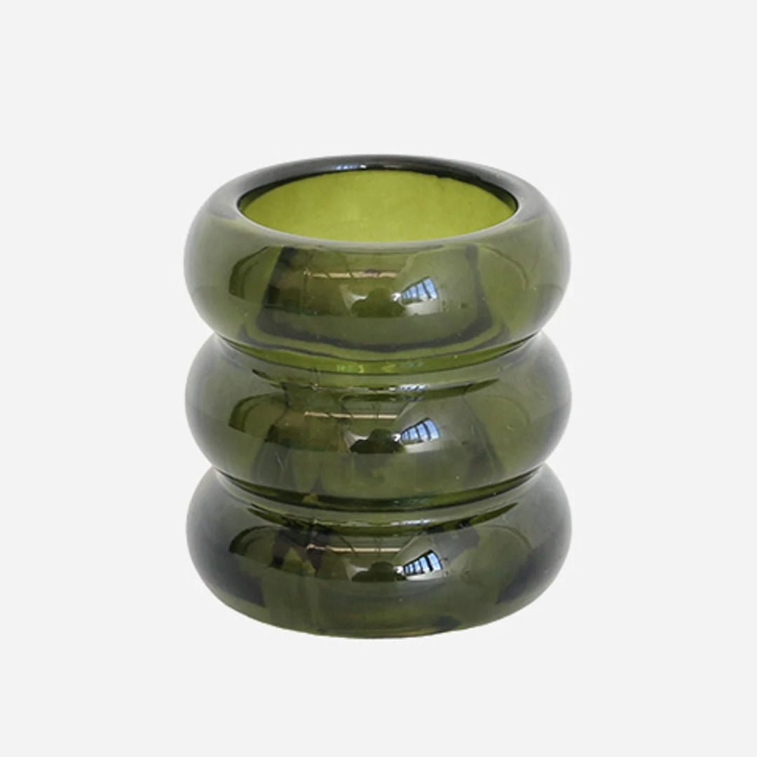 Verde Tinted Green Glass Candleholder - Suzie Anderson Home