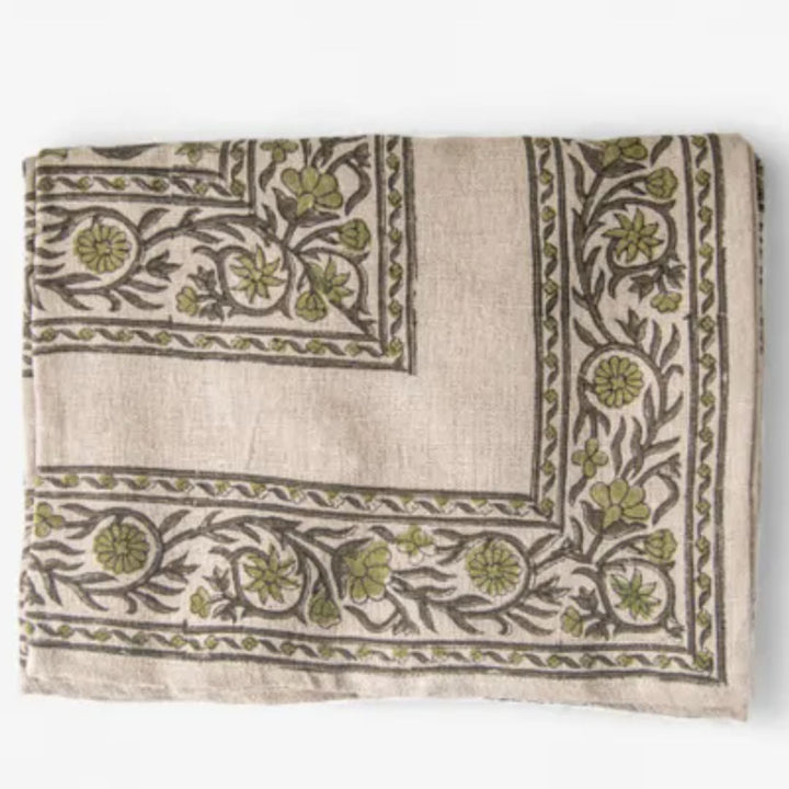 Victoria Handblock Printed Tablecloth | 155x250cm - Suzie Anderson Home