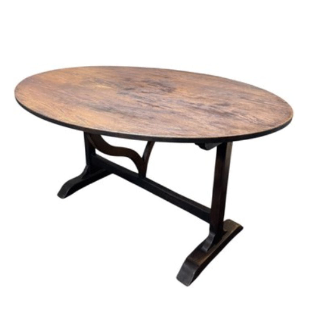 Antique French Oval Vigneron Table | 125cm L x 100cm W x 72cm H