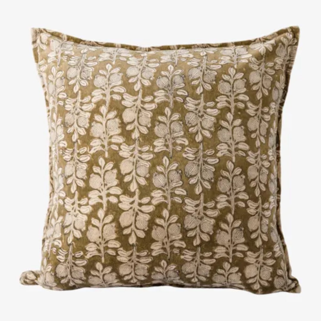 Vine Handblock Velvet Cushion Cover | 50x50cm (Insert Sold Separately)