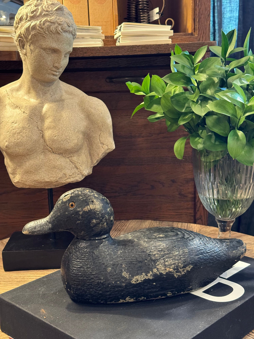 Vintage Hand crafted decoy duck with glass eyes - Suzie Anderson Home