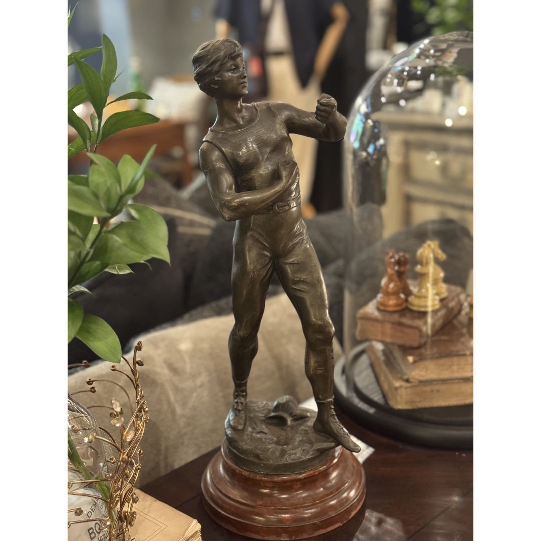Vintage Spelter Statue | Boxer | Sourced in Belgium - Suzie Anderson Home