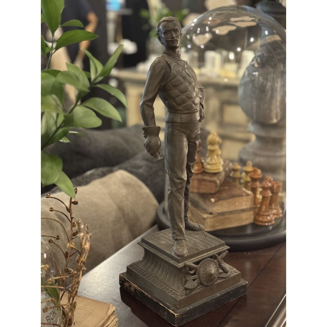 Vintage Spelter Statue | Fencer | Sourced in Belgium - Suzie Anderson Home