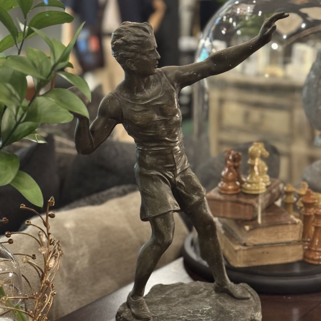 Vintage Spelter Statue | Shotput | Sourced in Belgium - Suzie Anderson Home